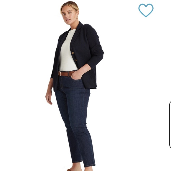 LAUREN RALPH LAUREN STRETCH COTTON KNIT BLAZER RUDFLE HEM PREPPY DARK ACADEMIA - Picture 4 of 8